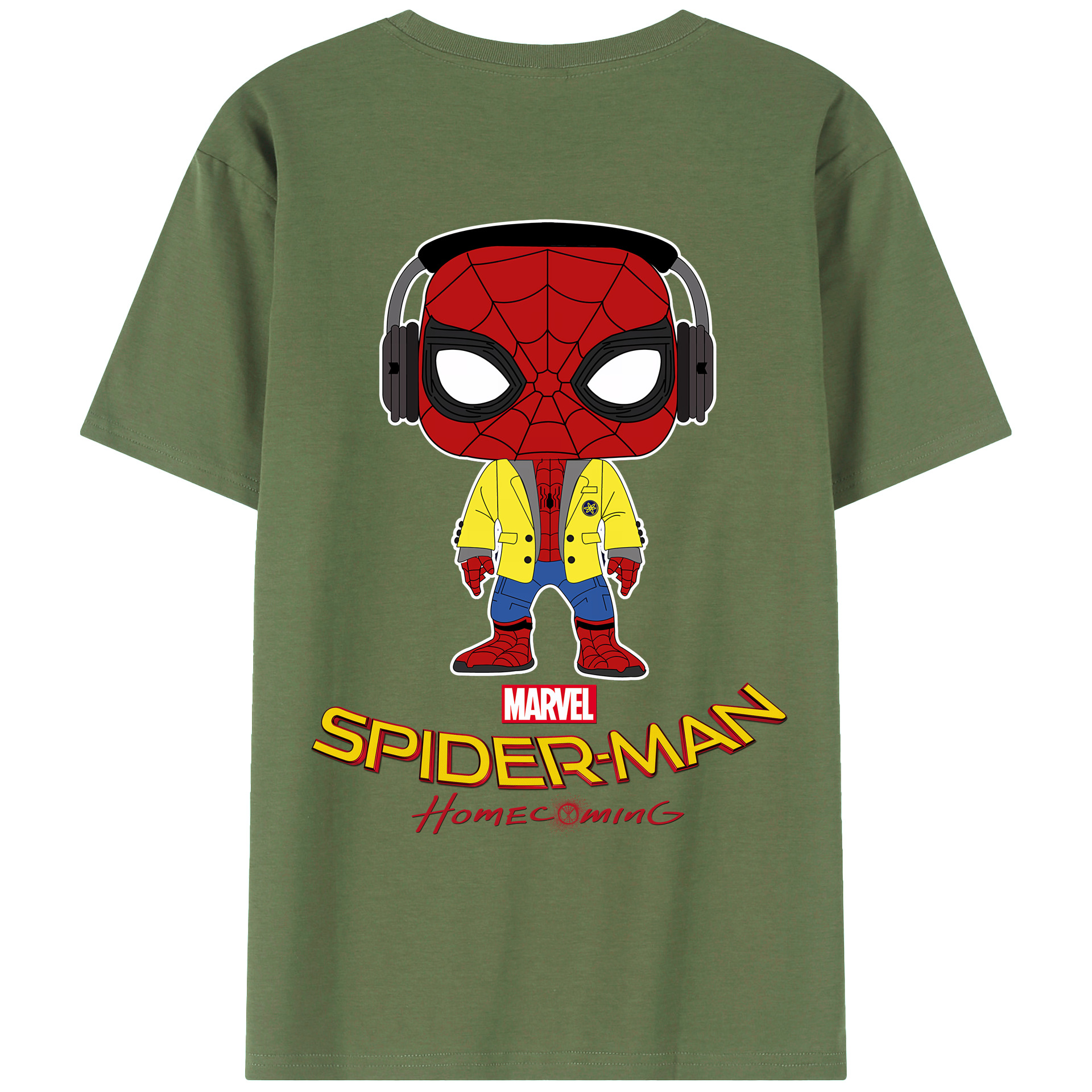 （画像用） Spider Man スパイダーマン 綿100％ メンズ半袖Tシャツ（バックプリント） 通気性